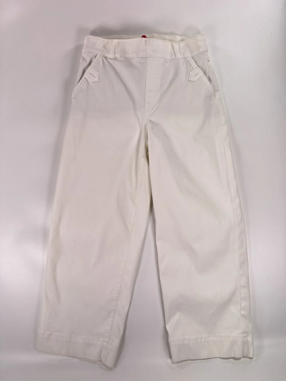 Spanx White Stretch Twill Cropped Wide Leg Pants Medium Petite